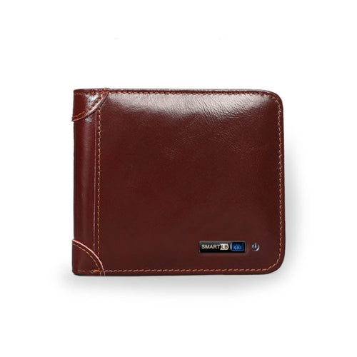 Men Leather Business Wallet Smart Anti-Lost Anti-Theft Wallet, Style:Smart(Wine Red) - HoMEdemic™ 