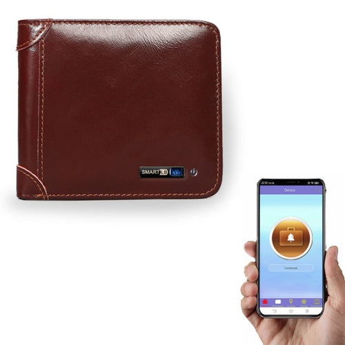 Men Leather Business Wallet Smart Anti-Lost Anti-Theft Wallet, Style:Smart(Wine Red) - HoMEdemic™ 