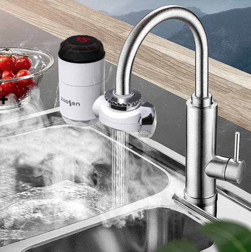 Zoosen Electric Hot Water Faucet Connection Type Instant Hot Water Faucet EU Plug, Style:With shower Head Connector - HoMEdemic™ 