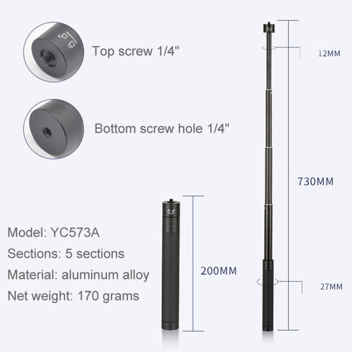 YC573A Extension Rod Stabilizer Dedicated Selfie Extension Rod for Feiyu G5 / SPG / WG2 Gimbal, DJI Osmo Pocket / Pocket 2 - HoMEdemic™ 