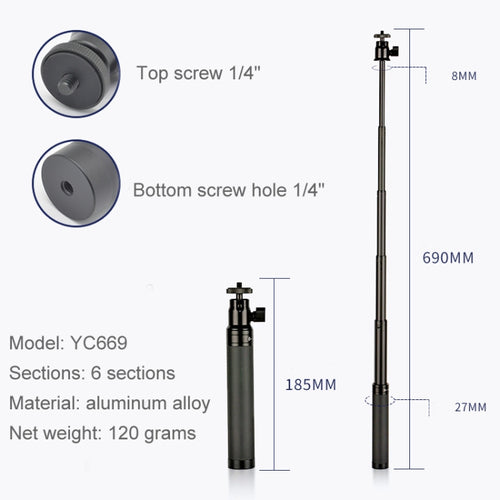 YC669 With PTZ Extension Rod Stabilizer Dedicated Selfie Extension Rod for Feiyu G5 / SPG / WG2 Gimbal, DJI Osmo Pocket / Pocket 2 - HoMEdemic™ 