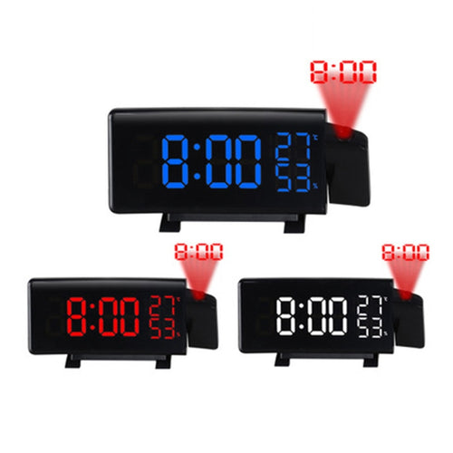 Three-color Projection Radio Alarm Clock USB Digital Alarm Clock Thermometer & Hygrometer - HoMEdemic™ 