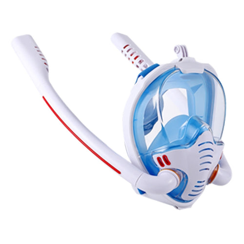 Snorkeling Mask Double Tube Silicone Full Dry Diving Mask Adult Swimming Mask Diving Goggles, Size: S/M(White/Blue) - HoMEdemic™ 