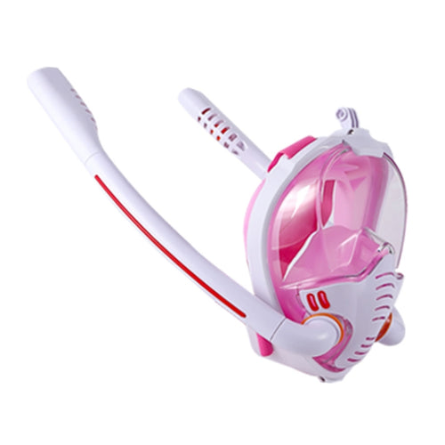 Snorkeling Mask Double Tube Silicone Full Dry Diving Mask Adult Swimming Mask Diving Goggles, Size: S/M(White/Pink) - HoMEdemic™ 