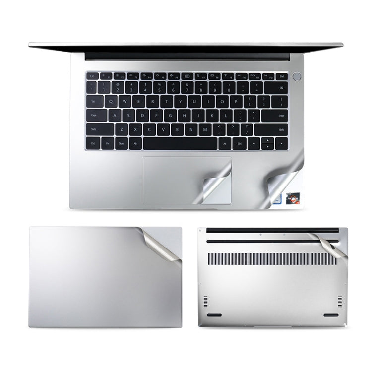 JRC 4 In 1 0.2mm Metal Texture Upper Cover Film + Bottom Cover Film + Full-Support Film + Touchpad Film Laptop Body Protective Film Sticker Set For Huawei Matebook D 14 inch (Silver) - HoMEdemic™ 