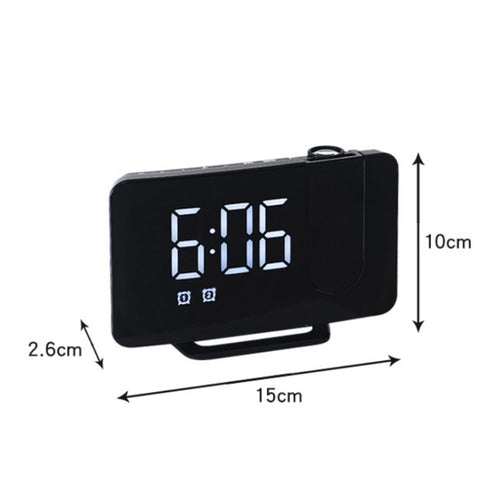 Projection LED Large Screen Display Alarm Clock Radio Electronic Clock(Black Shell White Lamp) - HoMEdemic™ 