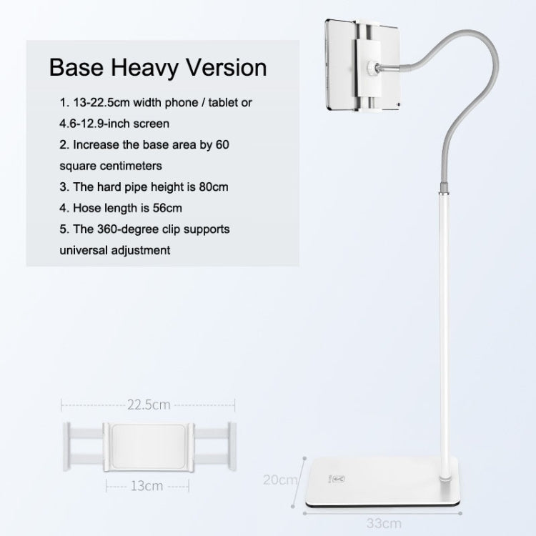 SSKY L6 Bedside Sofa Live Landing Phone Tablet Computer Bracket, Style: Base Heavy Version (White) - HoMEdemic™ 