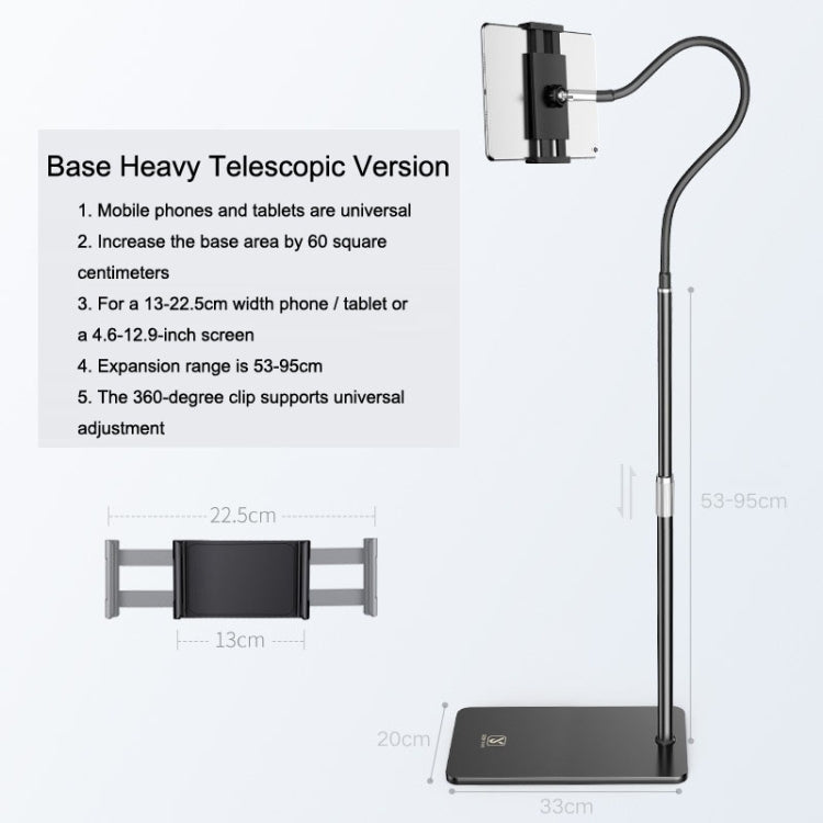 SSKY L6 Bedside Sofa Live Landing Phone Tablet Computer Bracket, Style: Base Heavy Telescopic Version (Black) - HoMEdemic™ 