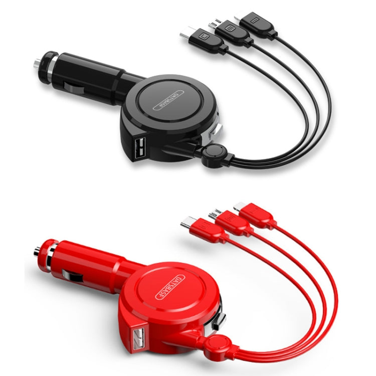 Oatsbasf 3 in 1 Multifunctional Car Charger Data Cable, Colour: 1M（Red） - HoMEdemic™ 