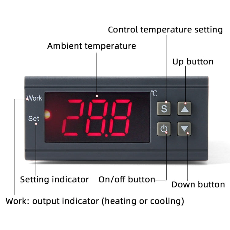 MH-1210W Digital LCD Temperature Controller Thermocouple Thermostat Regulator with Sensor Termometer, Temperature Range: -50 to 110 Degrees Celsius, MH-1210W - HoMEdemic™ 