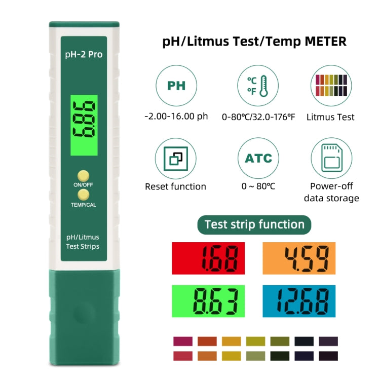 PH-2 Pro Litmus Tester Litmus Test Paper Color Change PH Meter Water Quality Meter - HoMEdemic™ 