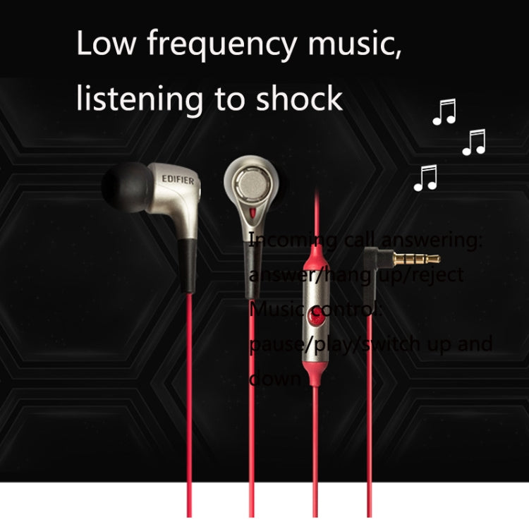Edifier H230P In-Ear Subwoofer 3.5mm Wire-Controlled Sports Earphone With Microphone, Cable Length:1.3m(Black) - HoMEdemic™ 