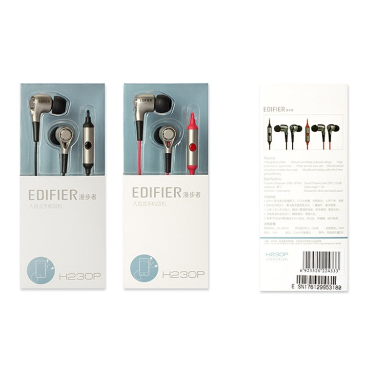 Edifier H230P In-Ear Subwoofer 3.5mm Wire-Controlled Sports Earphone With Microphone, Cable Length:1.3m(Black) - HoMEdemic™ 