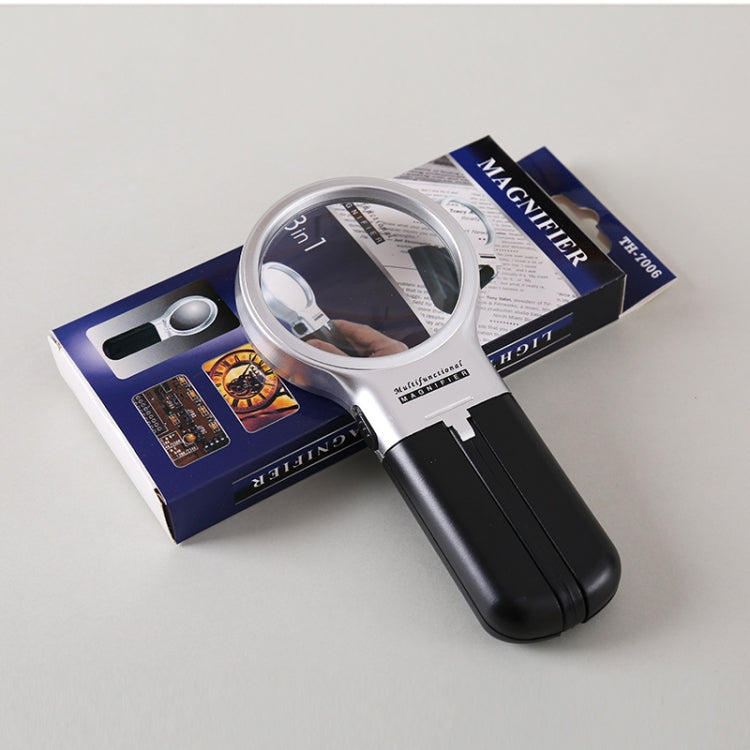 Th7006 Multi-Function Folding Magnifying Mirror With LED Lamp Hold Bracket Two-Purpose Reading Repair Acrylic 3 Times Magnifier, Th7006 - HoMEdemic™ 