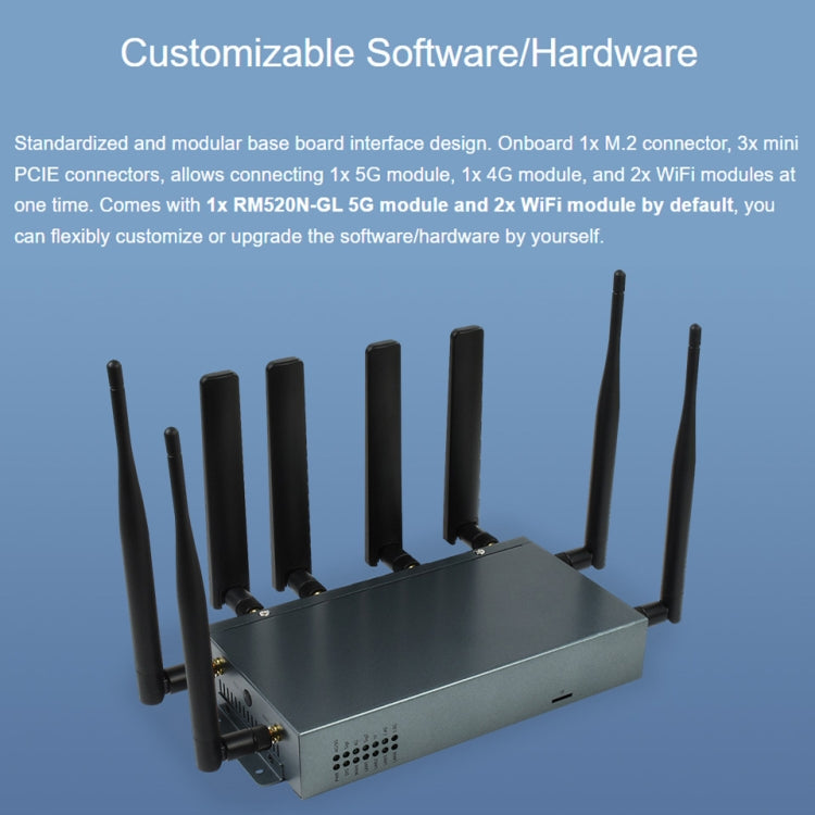 Waveshare RM520N-GL Wireless CPE Industrial 5G Router, Snapdragon X62 Onboard(EU Plug) - HoMEdemic™ 