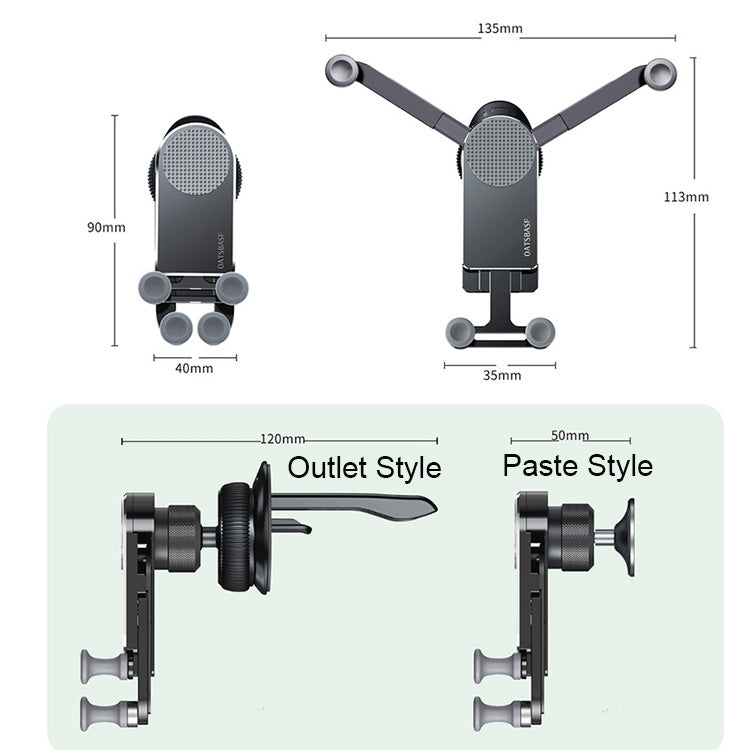 Oatsbasf Car Gravity Metal Bracket Scalable and Stable Mobile Phone Bracket Folding Screen Mobile Phone Exclusive Car Bracket(Paste Black) - HoMEdemic™ 