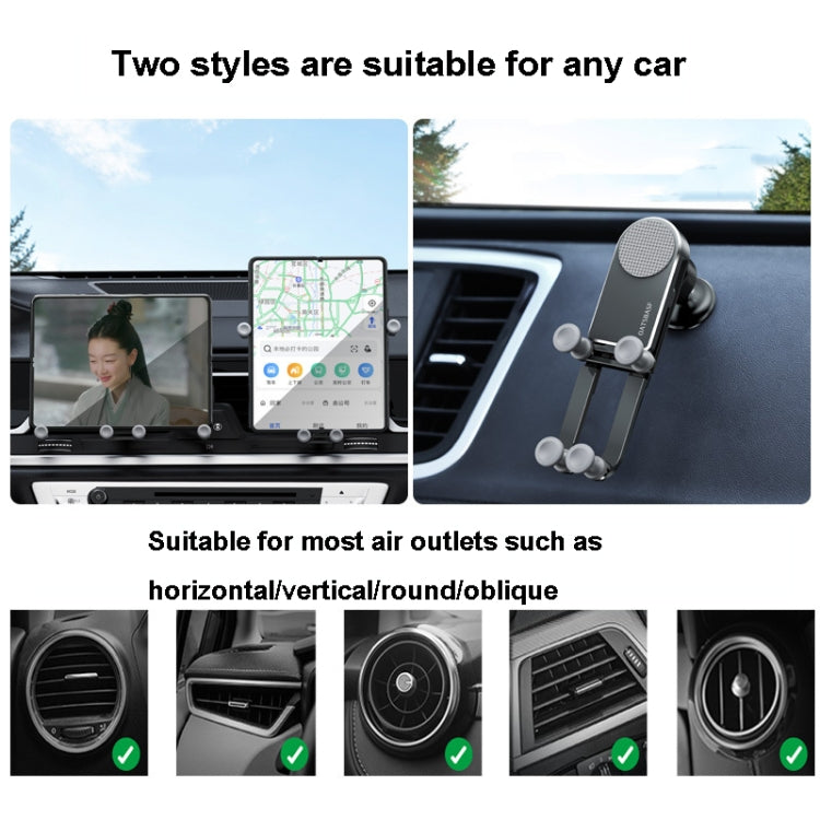 Oatsbasf Car Gravity Metal Bracket Scalable and Stable Mobile Phone Bracket Folding Screen Mobile Phone Exclusive Car Bracket(Paste Black) - HoMEdemic™ 