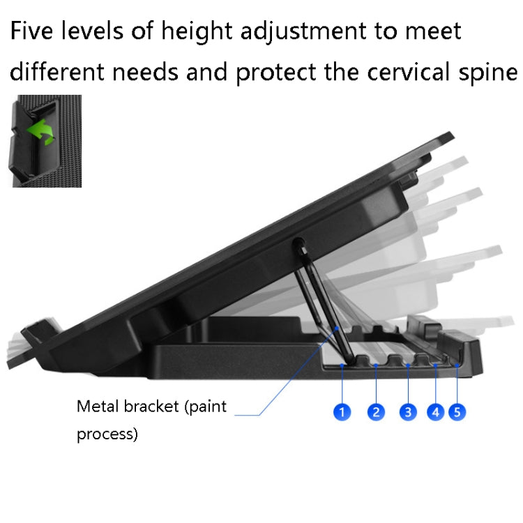 ICE COOREL N106 Laptop Base Adjustment Radiator Dual-Fan Notebook Cooling Bracket, Colour: Standard Version (Blue Light) - HoMEdemic™ 