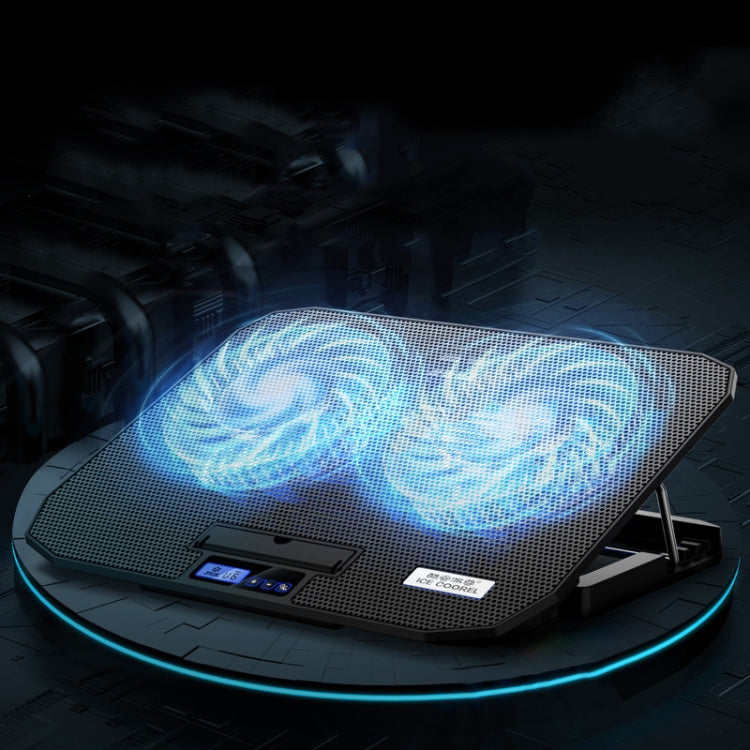 ICE COOREL N106 Laptop Base Adjustment Radiator Dual-Fan Notebook Cooling Bracket, Colour: Standard Version (Blue Light) - HoMEdemic™ 