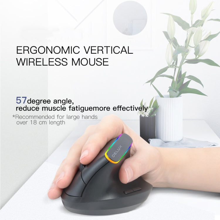 DELUX M618DB 6-Keys 1600 DPI RGB Vertical Wireless Bluetooth Dual-Mode Mouse(Lithium Bluetooth Version) - HoMEdemic™ 