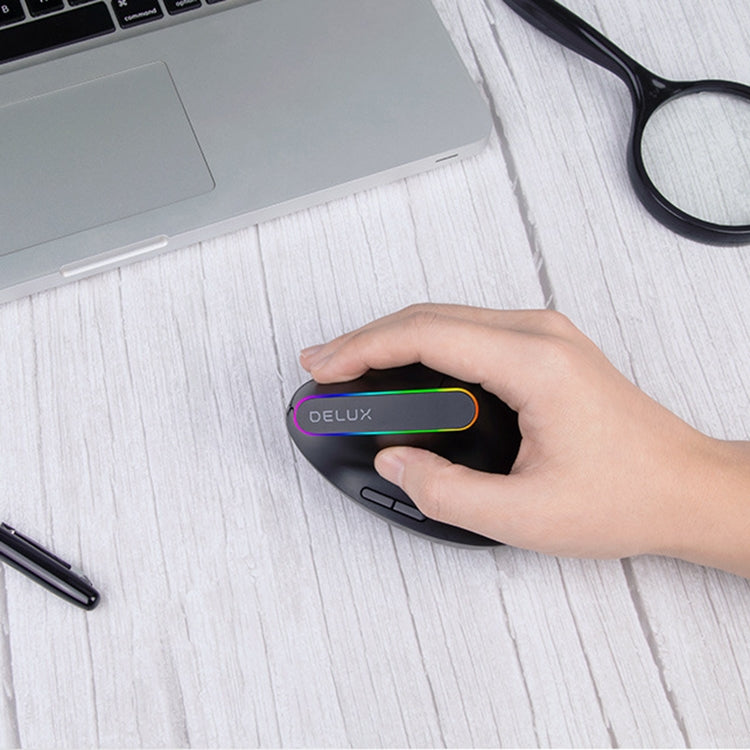 DELUX M618DB 6-Keys 1600 DPI RGB Vertical Wireless Bluetooth Dual-Mode Mouse(Lithium Bluetooth Version) - HoMEdemic™ 