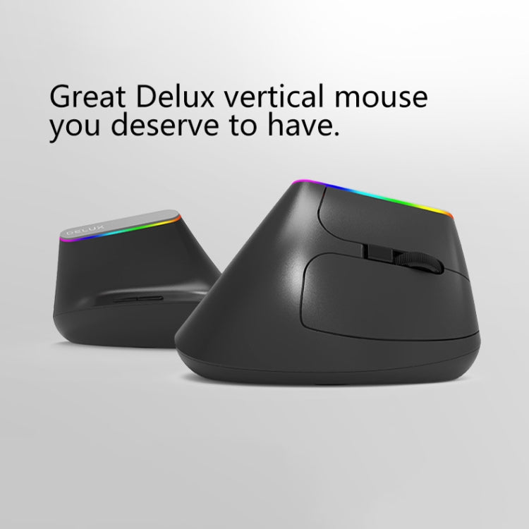 DELUX M618DB 6-Keys 1600 DPI RGB Vertical Wireless Bluetooth Dual-Mode Mouse(Lithium Bluetooth Version) - HoMEdemic™ 