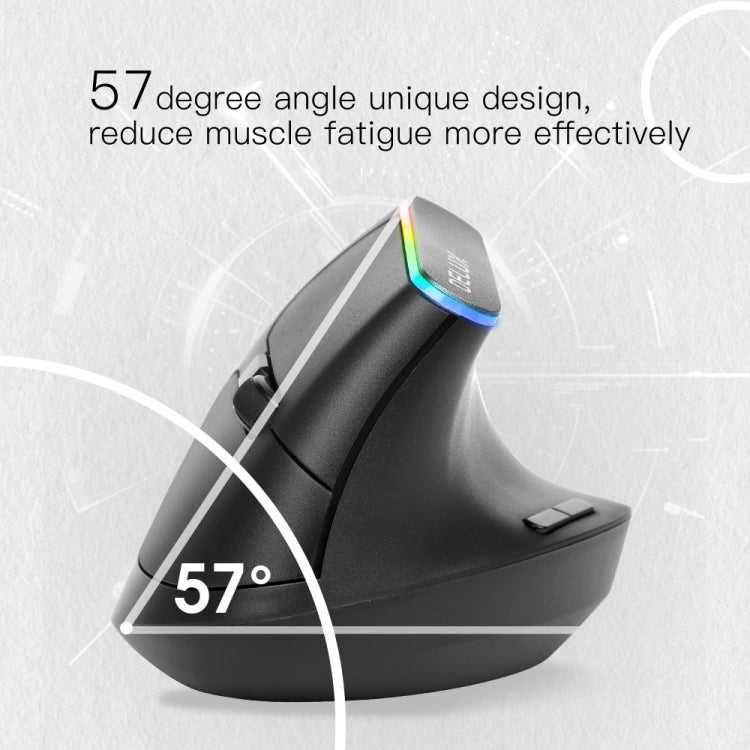 DELUX M618DB 6-Keys 1600 DPI RGB Vertical Wireless Bluetooth Dual-Mode Mouse(Lithium Bluetooth Version) - HoMEdemic™ 