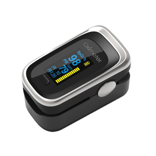 Finger Pulse Oximeter Finger Pulse Blood Oxygen Saturation Monitor, Colour: 130R Silver Black(English Manual) - HoMEdemic™ 