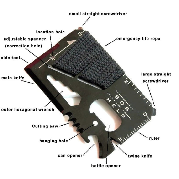 14 In 1 Stainless Steel Multi-Function Outdoor Survival Tool Card With Rope - HoMEdemic™ 