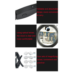 11537DC 1.5X / 2.5X / 3.5X / 5X Rechargeable LED Light Glasses Magnifier - HoMEdemic™ 