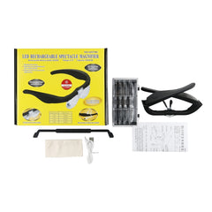 11537DC 1.5X / 2.5X / 3.5X / 5X Rechargeable LED Light Glasses Magnifier - HoMEdemic™ 
