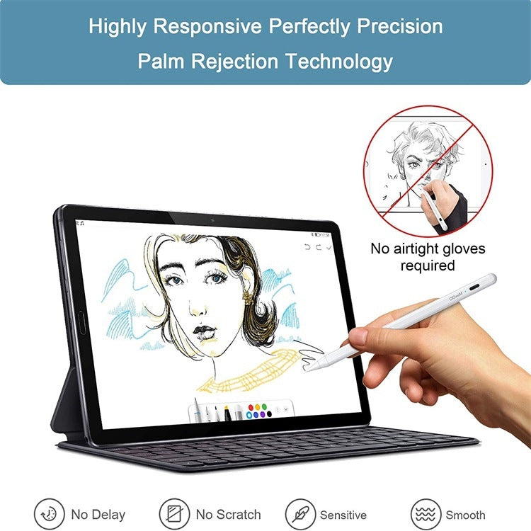QGeeM ID706 Anti-mistouch Rechargeable Active Stylus for iPad(White) - HoMEdemic™ 