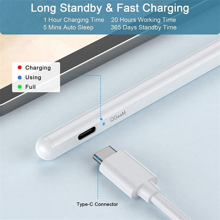 QGeeM ID706 Anti-mistouch Rechargeable Active Stylus for iPad(White) - HoMEdemic™ 