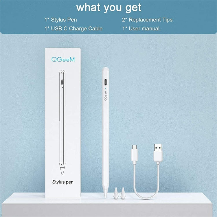 QGeeM ID706 Anti-mistouch Rechargeable Active Stylus for iPad(White) - HoMEdemic™ 