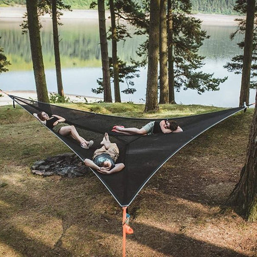 Aerial Multiplayer Triangle Hammock Folding Mesh Hammock Tree Tent,Size:  400x400x400cm Black - HoMEdemic™ 