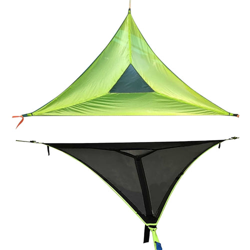 Aerial Multiplayer Triangle Hammock Folding Mesh Hammock Tree Tent,Size:  400x400x400cm Black - HoMEdemic™ 