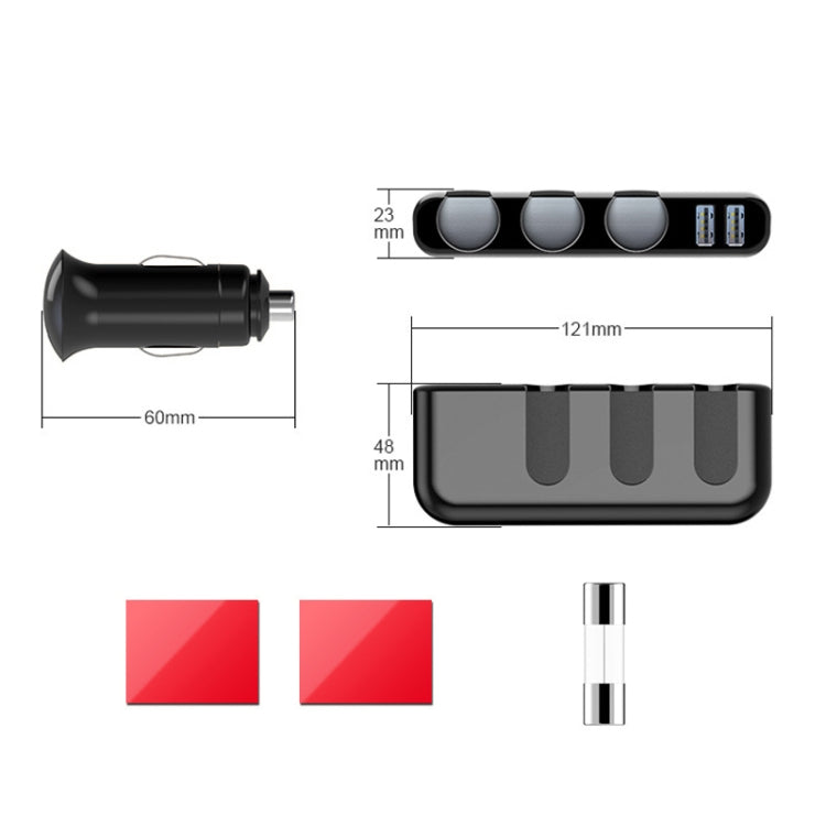 SHUNWEI Car Cigarette Lighter Charger 12/24V USB Converts Socket, Style: 3 Holes 2 USB - HoMEdemic™ 