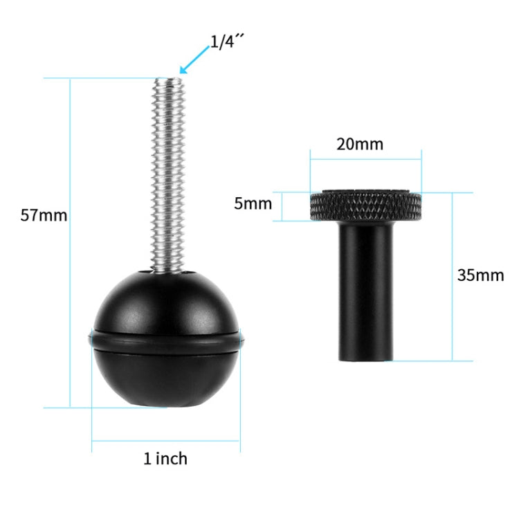 Ball Head Adapter Adjustable Screw Fixed Mount  Camera Underwater Diving Photography Lights Bracket(1/4 Inch  Black) - HoMEdemic™ 