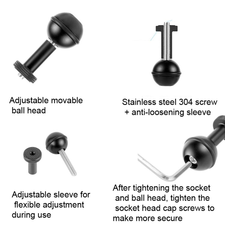 Ball Head Adapter Adjustable Screw Fixed Mount  Camera Underwater Diving Photography Lights Bracket(1/4 Inch Red) - HoMEdemic™ 