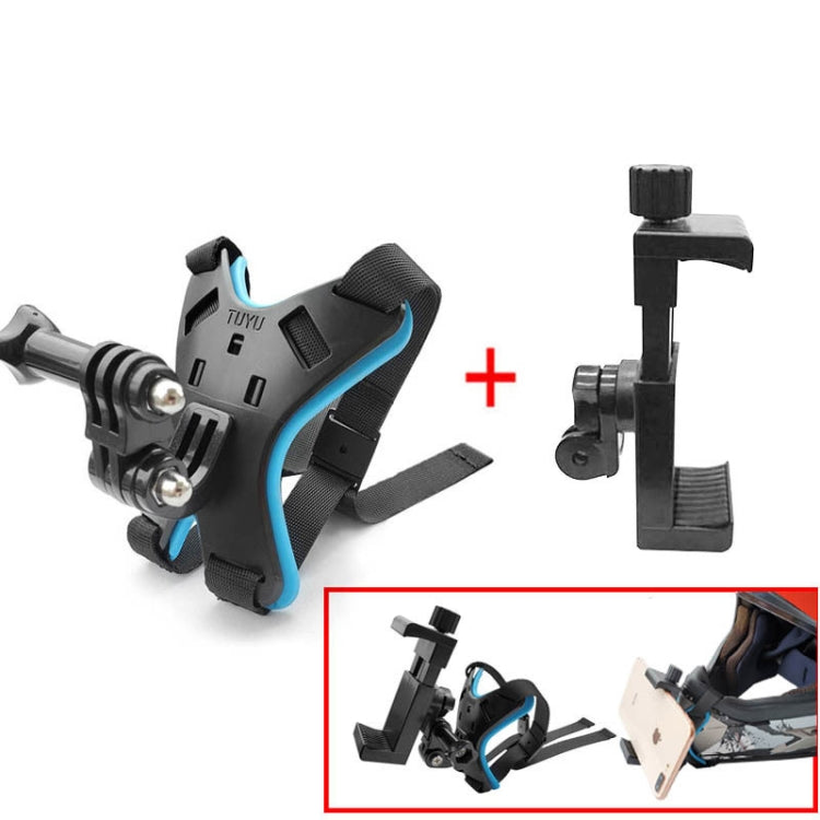 TUYU Motorcycle Helmet Chin Action Camera Mobile Phone Mounting Bracket Blue Bracket+Mobile Phone Clip - HoMEdemic™ 