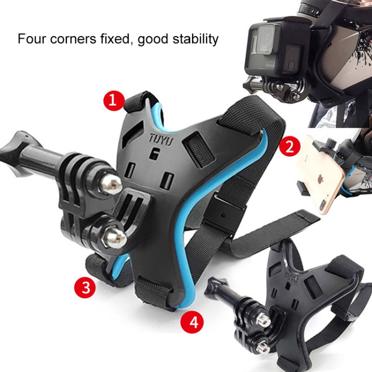 TUYU Motorcycle Helmet Chin Action Camera Mobile Phone Mounting Bracket Blue Bracket+Mobile Phone Clip - HoMEdemic™ 