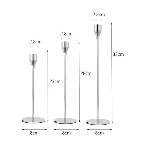 3 PCS / Set Home Decoration Wedding Wrought Iron Candle Holder, Style: Thin Bottom (Silver) - HoMEdemic™ 