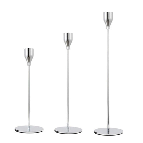 3 PCS / Set Home Decoration Wedding Wrought Iron Candle Holder, Style: Thin Bottom (Silver) - HoMEdemic™ 