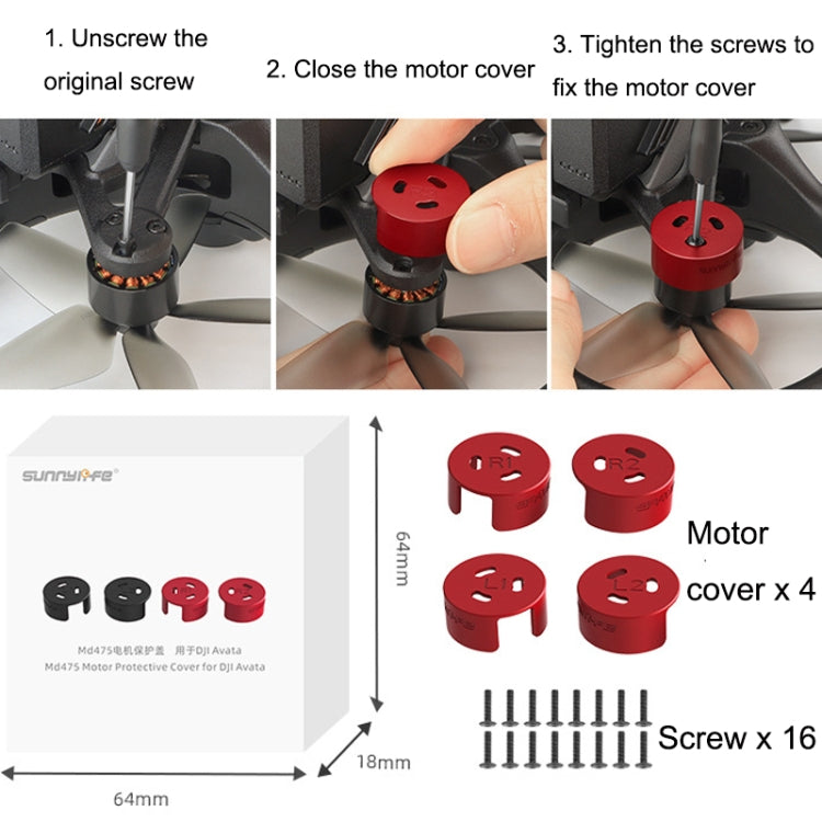 4 PCS / Set Sunnylife AT-MD475 Dust-proof Waterproof Aluminum Alloy Motor Cover For DJI Avata(Black) - HoMEdemic™ 
