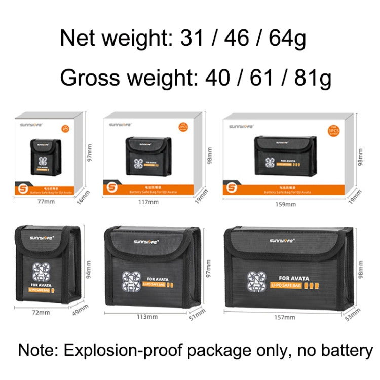 Sunnylife AT-DC479 Put 3 Batteries Battery Explosion-proof Bag For DJI Avata - HoMEdemic™ 