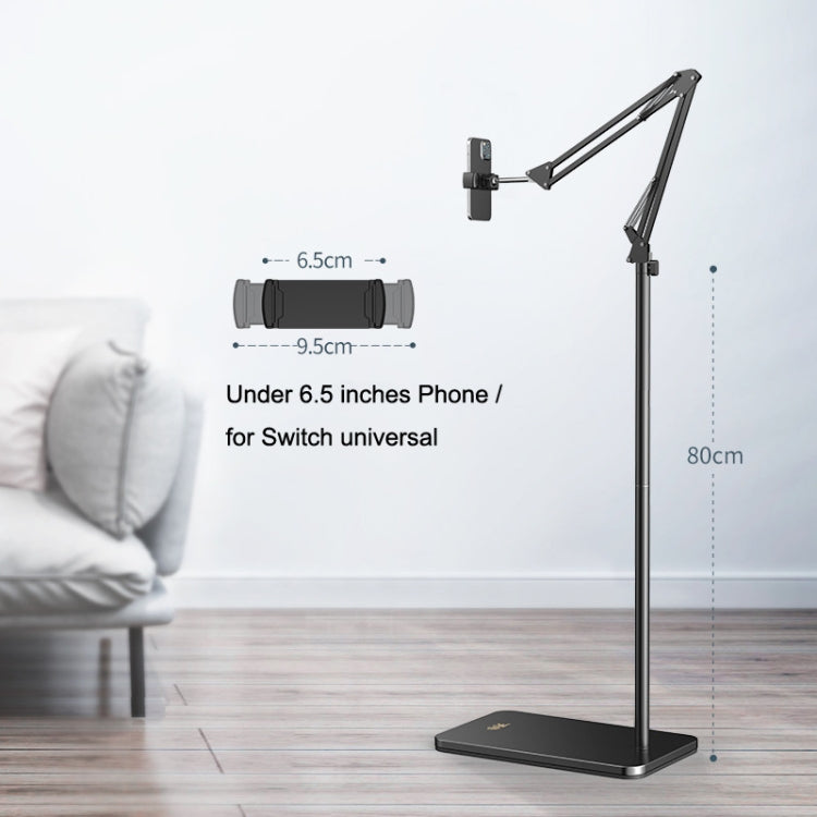 SSKY L10 Home Cantilever Ground Phone Holder Tablet Support Holder, Style: Fixed+Phone Clip (Black) - HoMEdemic™ 