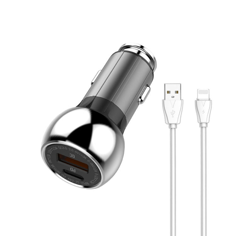 LDNIO C1 36W PD + QC 3.0 Car Fast Charger High Power Smart USB Car Charger with 8 Pin Cable - HoMEdemic™ 
