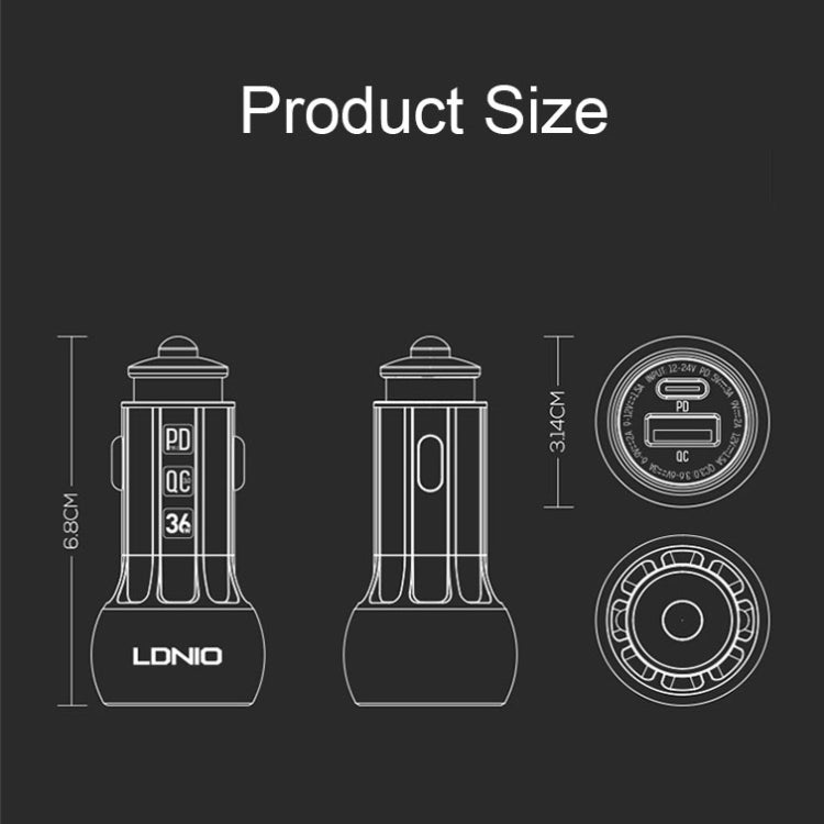 LDNIO C1 36W PD + QC 3.0 Car Fast Charger High Power Smart USB Car Charger with 8 Pin Cable - HoMEdemic™ 