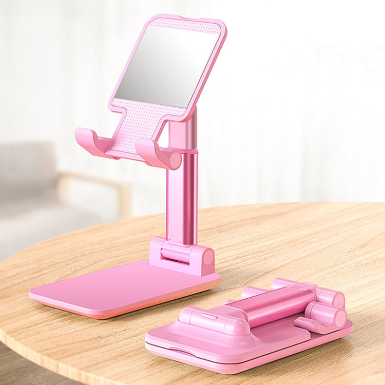 SSKY X5 Desktop Phone Live Foldable Tablet Bracket, Style: With Mirror Version (Pink) - HoMEdemic™ 