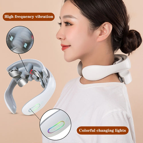 H88 Four Head Neck and Shoulder Massager Vibration Hot compress Physiotherapy Instrument(White) - HoMEdemic™ 